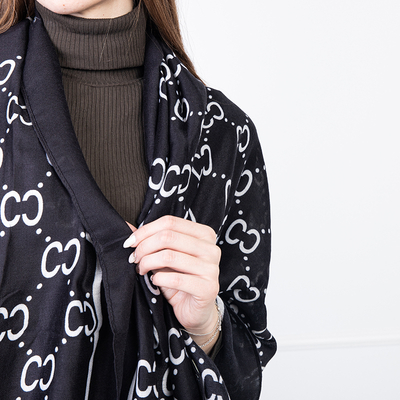 Женский шарф с рисунком черный - Аксессуары