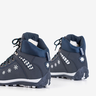 Зимние женские ботинки темно-синего цвета со снежинками Sniesavo - Обувь