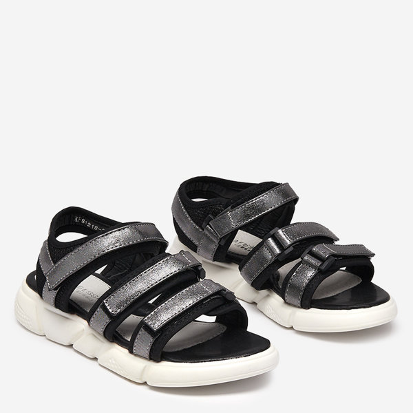 Mergaičių basutės užsegamos Velcro lipduku iš grafito Mumin - Avalynė