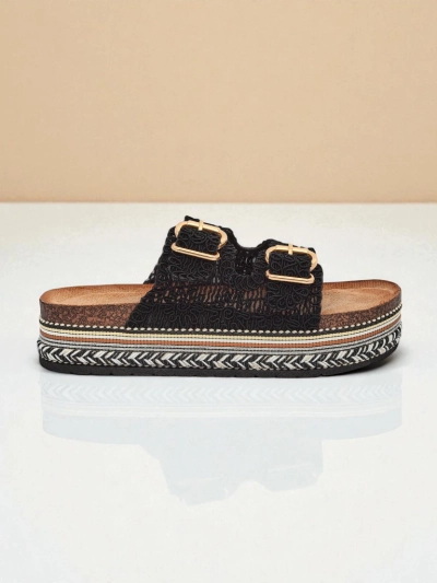 Royalfashion Moteriškos platforminės sandalės su sagtimis CorkStyle