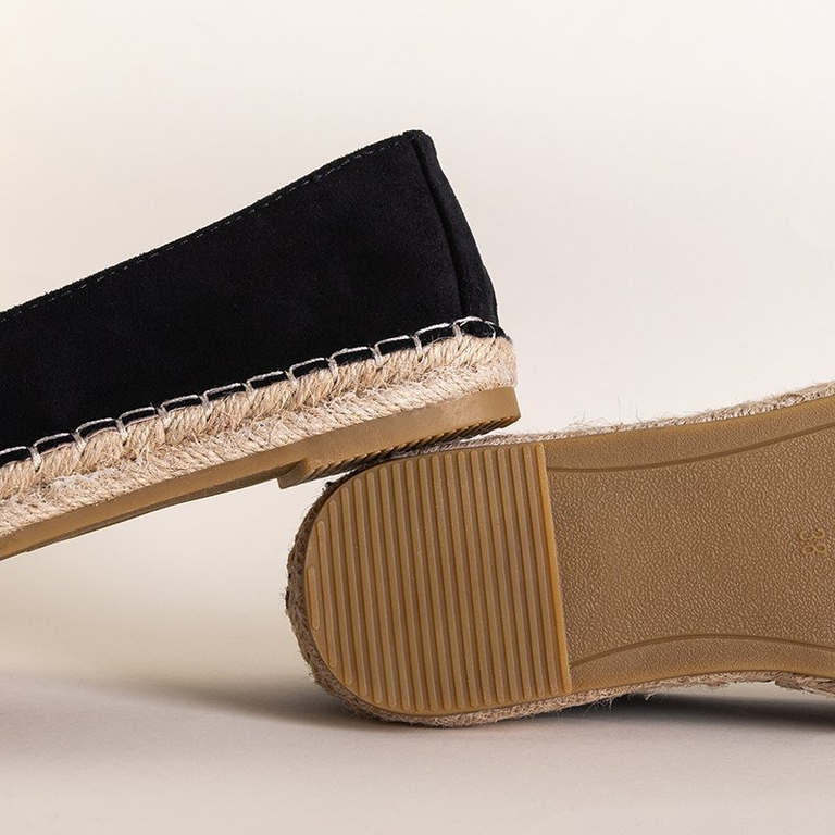 Moteriškos juodos eko-zomšos espadrilės Silina- Batai