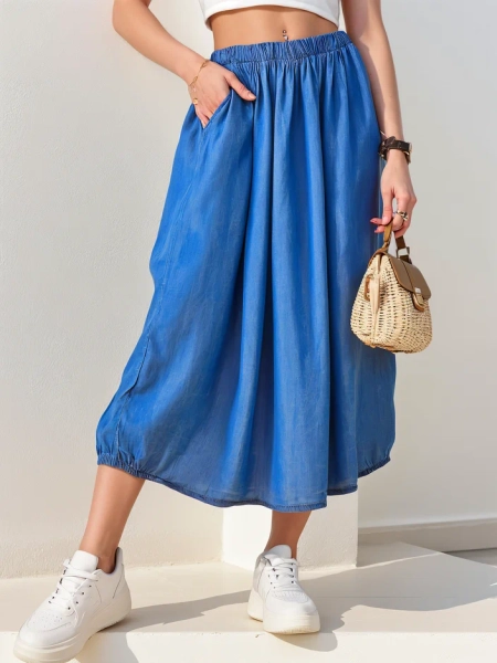 Royalfashion Moteriška midi sijonas, primenantis džinsus