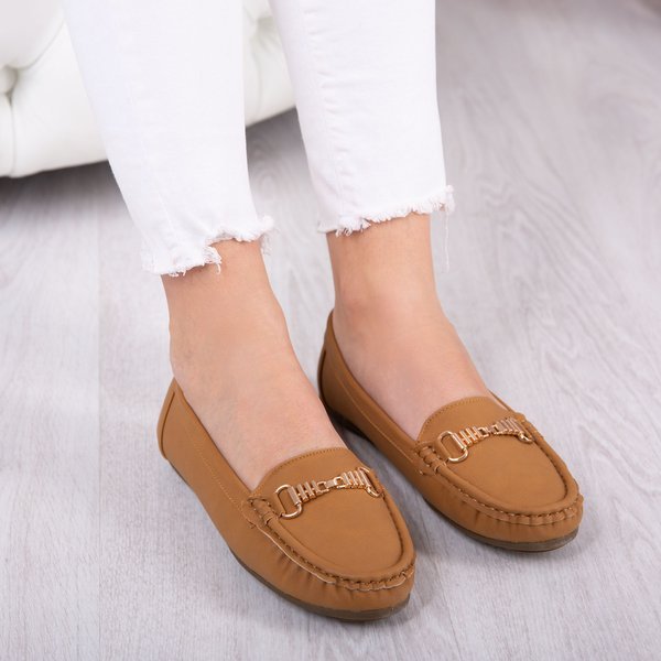 Brązowe mokasyny z metalową ozdobą Abu-Dabi - Obuwie