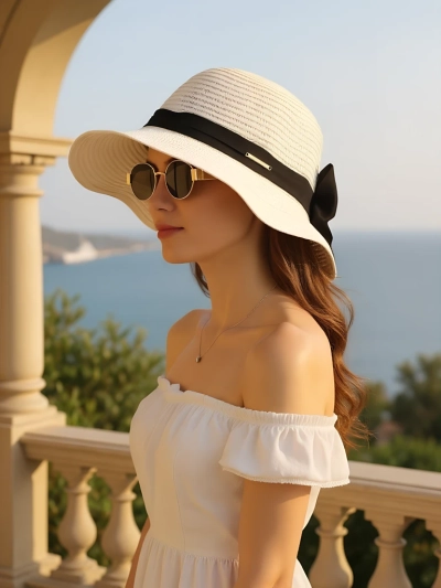 Royalfashion Moteriška šiaudinė skrybėlė Belle Ribbon