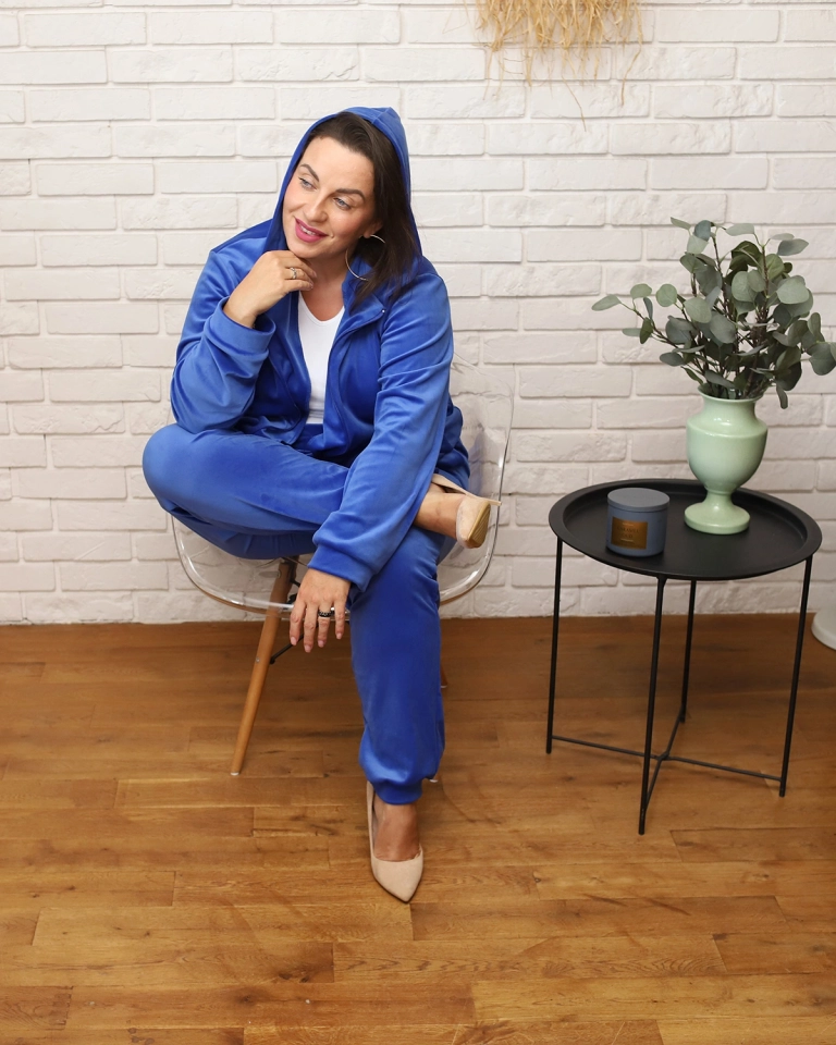 "Royalfashion" Mėlynas moteriškas sportinio kostiumo komplektas PLUS SIZE