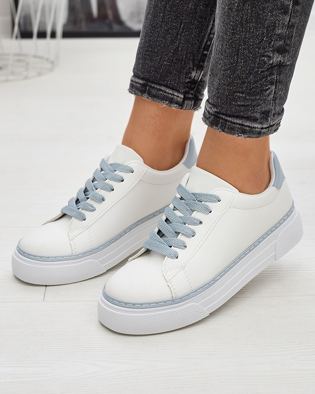 Белые женские спортивные кроссовки с синими вставками Assalia - Обувь