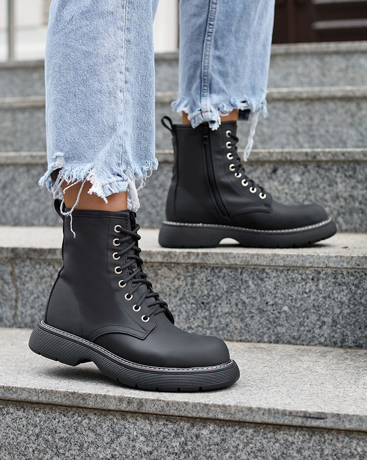 Royalfashion Матовые черные женские сапоги Kucillo