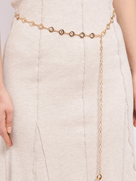 Aurelia Bella Donna – женский металлический пояс с кристаллами, золотой 115 см