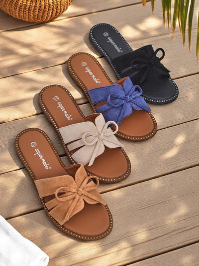 Royalfashion Женские шлепанцы на плоской подошве с бантом Gerber