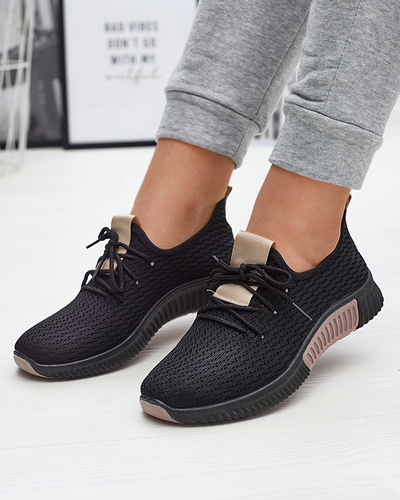 Juodi moteriški sportiniai bateliai su rudais įdėklais Keteti - Avalynė