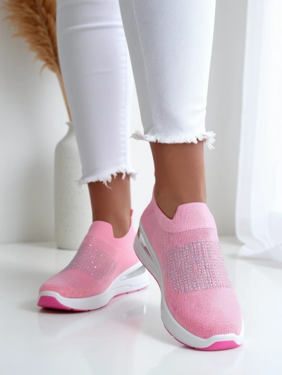 Женские кроссовки на танкетке Royalfashion с стразами Qelavise