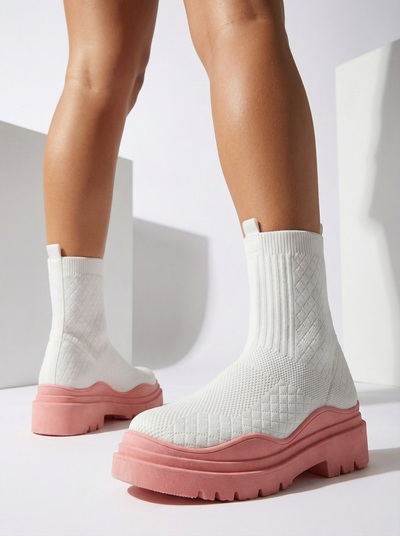 Balti ir rožiniai moteriški aulinukai plokščiu kulnu Seritis - Avalynė