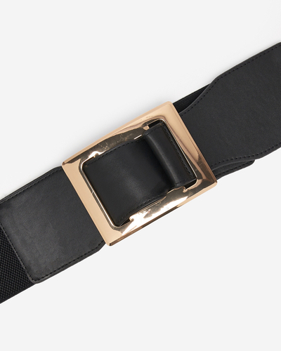 Moteriškas juodas platus elastinis diržas su didele sagtimi – priedai