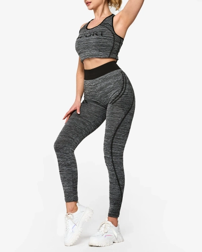 Серый женский спортивный комплект с черными вставками - Одежда