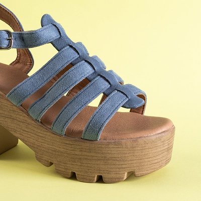 Голубые женские босоножки на каблуке Tamianka