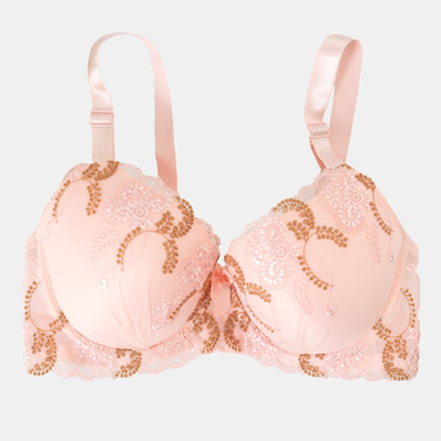 Розовый мягкий бюстгальтер с кружевом - Нижнее белье