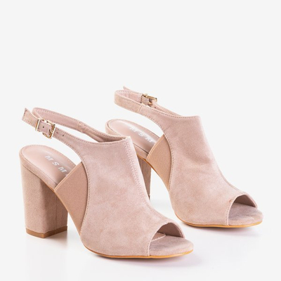 Pudrowe sandały na wysokim słupku Bartom - Obuwie