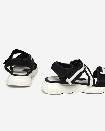 Juodos ir baltos vaikiškos basutės užsegamos Velcro Modis - Shoes