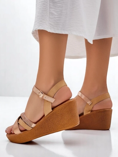 Женские wedges-сандалии Royalfashion с стразами и блестками Glittera