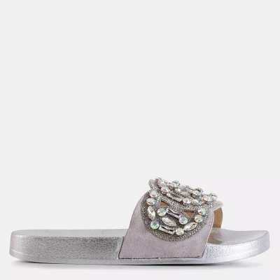 OUTLET Sidabrinės guminės šlepetės su „Masandra“ ornamentais - Avalynė