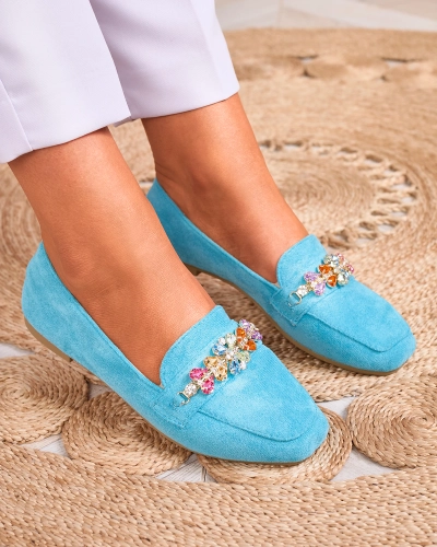 Royalfashion Синие женские мокасины с кристаллами Olkeri