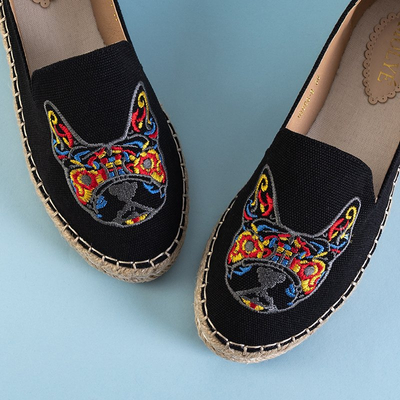 Juodos moteriškos espadrilės su Moroni siuvinėjimu - Batai