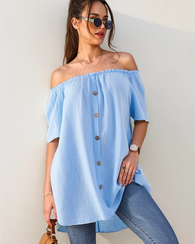 Royalfashion moterų medvilninis blusas ala Ispanų su dekoratyviais mygtukais