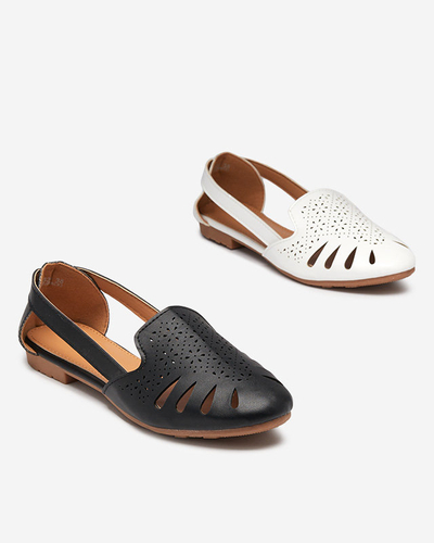 Белые женские балетки с декоративными вырезами Sermo