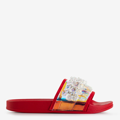 Красные женские шлепанцы со стразами Halpasi