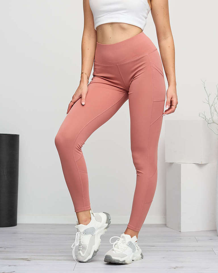 Sportinės tamsiai rožinės spalvos moteriškos antblauzdžiai su kišenėmis - Drabužiai