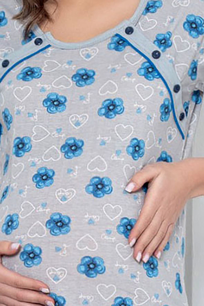 Royalfashion Nėščiųjų ir žindyvių naktiniai marškiniai su gėlėmis