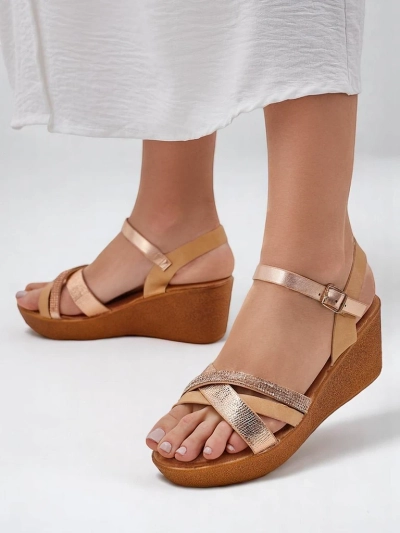 Женские wedges-сандалии Royalfashion с стразами и блестками Glittera
