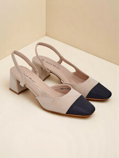 Royalfashion Damskie czółenka Eleganzo – niski obcas, ozdobny nosek