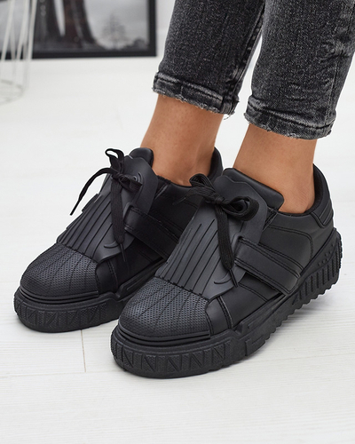 Juodi moteriški sportiniai bateliai su guminiais intarpais Inika - Avalynė