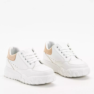 OUTLET Moteriški balti sportiniai bateliai su smėlio spalvos Abi įdėklu - Avalynė