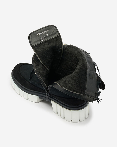 Royalfashion Juodi moteriški medžiaginiai batai Leccin