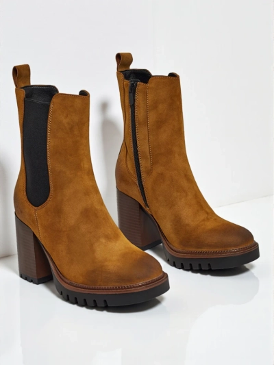 Moteriški eko zomšiniai aulinukai su storu kulnu Soreya