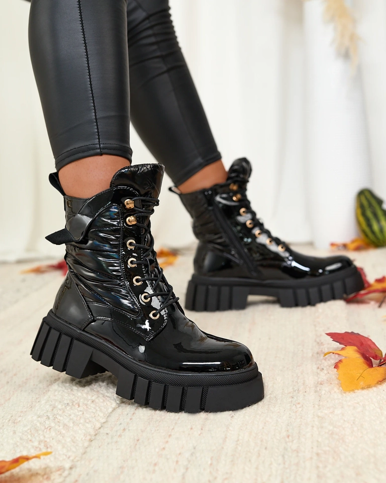 Royalfashion Женские лакированные черные сапоги Wefetto