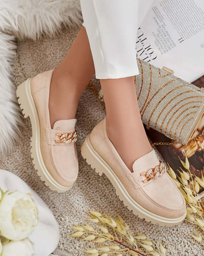 Royalfashion Moteriški eko zomšos mokasinai su ornamentu Lehels