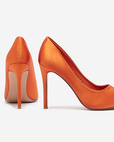 Оранжевые женские атласные туфли на высокой шпильке Norija - Обувь