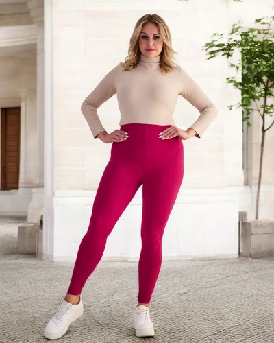 Бордовые женские бамбуковые леггинсы PLUS SIZE - Одежда