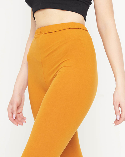 Женские леггинсы горчичного цвета длиной 3/4
