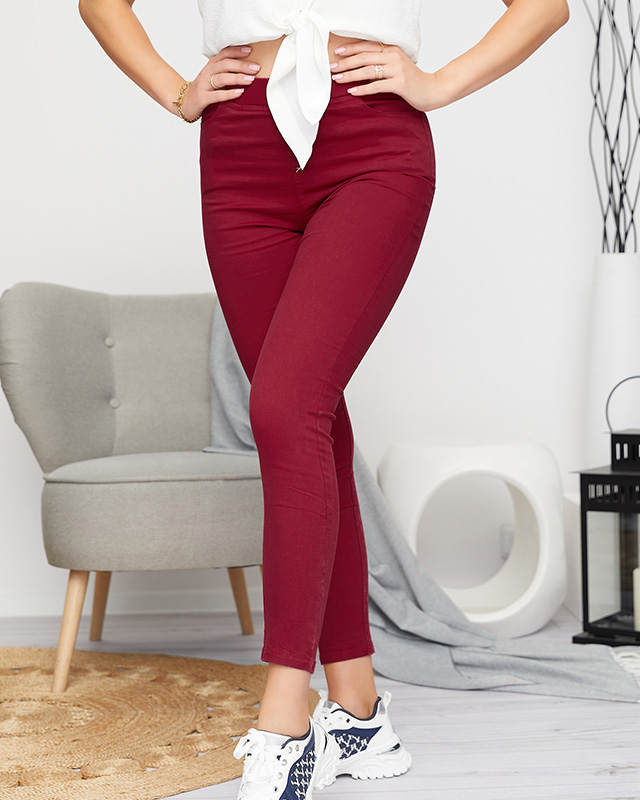 Damskie tregginsy w kolorze bordowym - Odzież