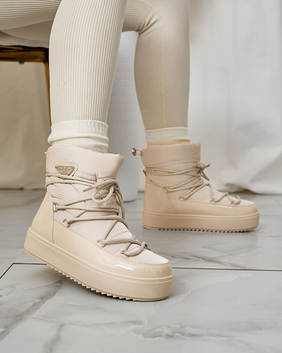 Royalfashion Женские сапоги-слипы a'la snow boots бежевого цвета Nevsone