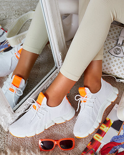 Baltos ir oranžinės spalvos Baym moteriški sportiniai bateliai - Avalynė