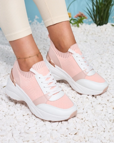 Rausvi moteriški sportiniai bateliai ant kulno Ezetta- Footwear