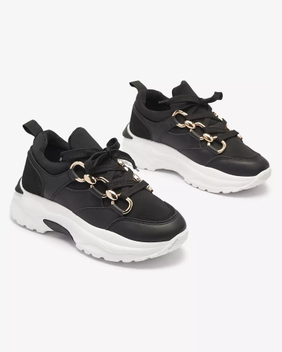 Juodi moteriški sportiniai bateliai su grandinėlėmis Nanoka - Avalynė