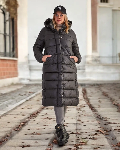 Royalfashion Juoda moteriška žieminė striukė