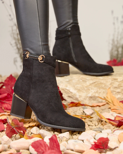 Royalfashion Черные женские утепленные пост лодыжки сапоги