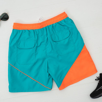 Бирюзово-оранжевые мужские спортивные шорты